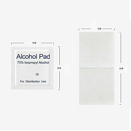 Box of 100 alcohol wipes, individually packaged for convenient and hygienic use, ideal for cleaning and disinfecting.