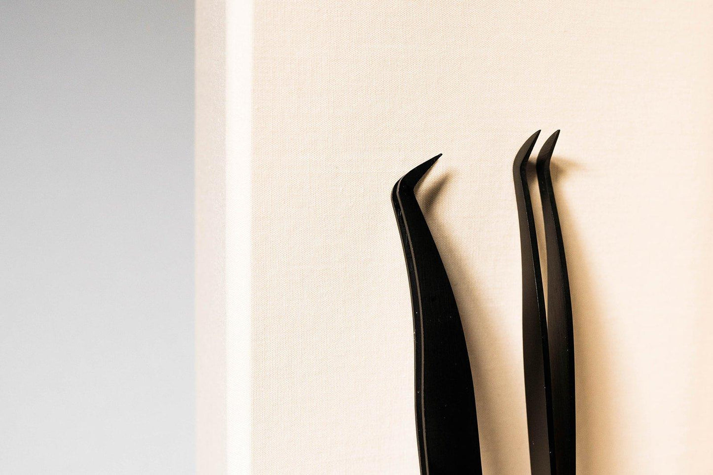 Classic and Russian Volume eyelash extension tweezer with a built-in ruler, showcasing precision tips and measurement markings for accurate lash application.